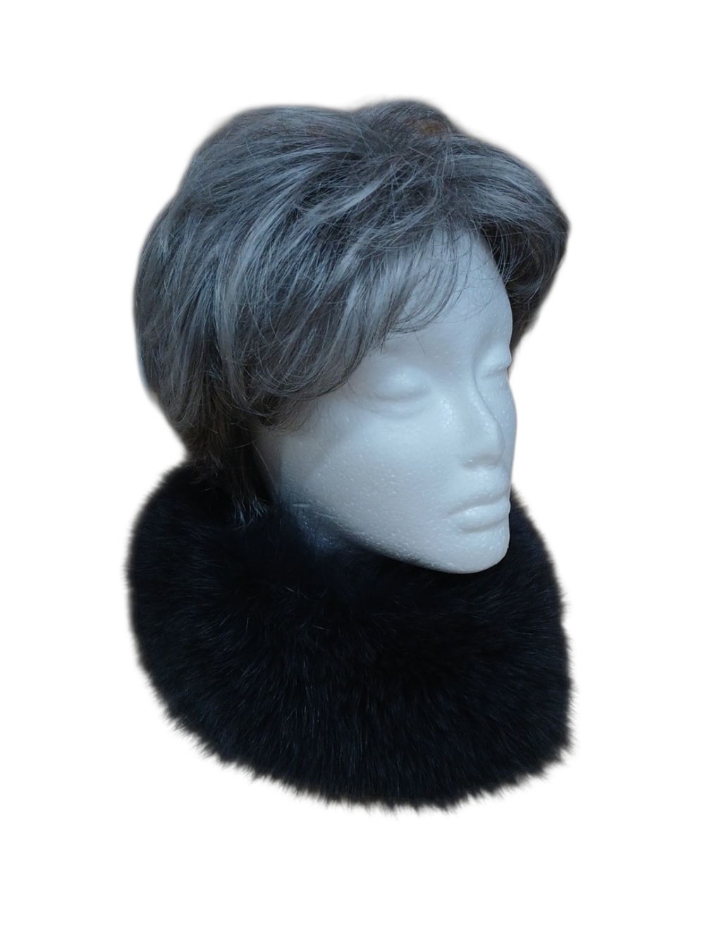 Saga Furs Dark Gray Fur Neck Warmer Magnetic Scarf